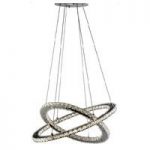Clover Twin Ring Ceiling Pendant In Polished Chrome And Crystal