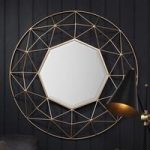Roman Wall Mirror Round In Metal Frame With Gold Finish