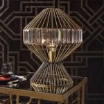 Celtic Table Lamp In Gold Wire Work With Glass