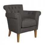 Finley Armchair In Charcoal Fabric With Wooden Legs
