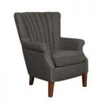Silon Fabric Armchair In Charcoal And Dark Brown Legs