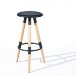 Coorg Round Bar Stool In Black With Solid Beech Legs