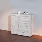 Croagh Sideboard In Light Grey With 1 Door And 4 Drawers