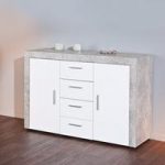 Croagh Sideboard In Light Grey And White With 2 Doors 4 Drawers