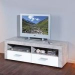 Croagh TV Stand In Light Grey With 2 Drawers In White Fronts
