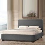 Opalia Fabric Bed In Grey With Black Feet