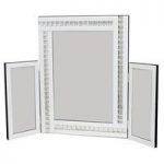 Elena Dressing Table Mirror In White With Acrylic Crystal Detail