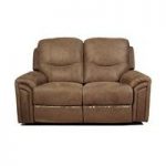 Medina Recliner 2 Seater Sofa In Light Brown Leather Look Fabric