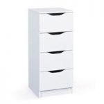 Crick Narrow Chest of Drawers In White With 4 Drawers