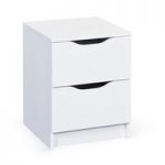 Crick Contemporary Bedside Cabinet In White With 2 Drawers