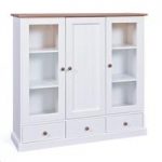 Belco Display Cabinet In White And Sepia Brown With 3 Doors