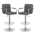 Glenn Bar Stool In Grey Faux Leather in A Pair