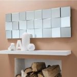 Harvard Wall Mirror In Silver Crackle With Block Panels