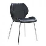 Darcy Dining Chair In Black Faux Leather With Chrome Legs