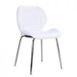 Darcy Dining Chair In White Faux Leather With Chrome Leg