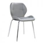 Darcy Dining Chair In Grey Faux Leather With Chrome Legs