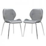 Darcy Dining Chair In Grey Faux Leather in A Pair