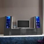Gala Entertainment Unit Set 4 In White And Grey Gloss With LEDs