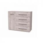 Armado Drawers Chest In Sand Oak With 4 Drawers And 1 Door