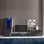 Gala Entertainment Unit Set 5 In White And Grey Gloss With LED