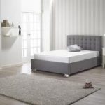 Humber Fabric King Size Bed In Grey With Chrome Feet