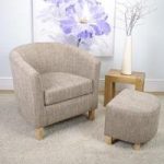 Pleven Tub Chair With Stool In Tweed Fabric