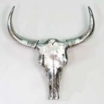 Buffalo Wall Mount Sculpture In Poly Antique Silver
