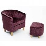 Brisk Tub Chair With Stool In Crushed Velvet Grape