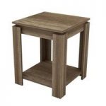 Caister Wooden Lamp Table Sqaure In Oak With Undershelf
