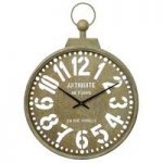 Poltava Wall Clock Round In Brown With Antique Lettering