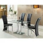 Jet Small Clear Glass Dining Table With 4 Ravenna Grey Chairs