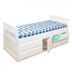 Captains Storage Bed In White With 4 Drawers And 1 Door