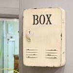 Hazel Metal Key Box In Antique White With Door