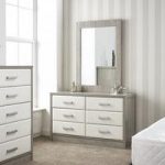 Triana Dressing Table With Mirror In Alpine White And Oak