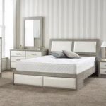 Triana Modern Bed In Alpine White Oak With 2 Drawers