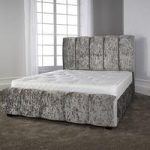 Winstead Trendy Bed In Glitz Silver With Wooden Feet