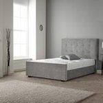Rachel Bed In Naples Silver Fabric With Wooden Feet