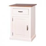 Morgan Bedside Cabinet In White And Sepia Brown Top With 1 Door