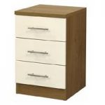 Kevin Wooden Bedside Cabinet In Cream High Gloss Fronts