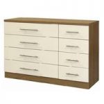 Kevin Wooden Wide Chest Of Drawers In Cream Gloss Fronts