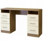 Kevin Wooden Dressing Table In Cream High Gloss Fronts