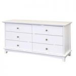 Tornado Wooden Wide Chest Of Drawers In White With 6 Drawers