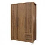 Mariona Wardrobe In Oak With 3 Doors And 2 Drawers