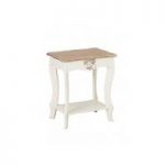 Julian Lamp Table In Cream And Distressed Wooden Effect