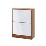 Frances Shoe Cabinet In Walnut And Gloss White With 2 Doors