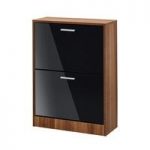 Frances Shoe Cabinet In Walnut With Gloss Black 2 Doors