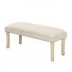 Susan Dining Bench In Neutral Fabric With DiamantÃ©
