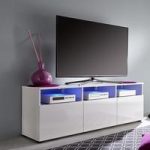 Hayden 3 Doors LCD TV Stand In White Gloss Fronts And LED