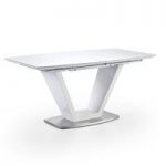 Wesley Extendable Dining Table In Gloss White And Glass Top
