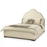 Lorence Bed In Pearl Fabric With Wooden Legs